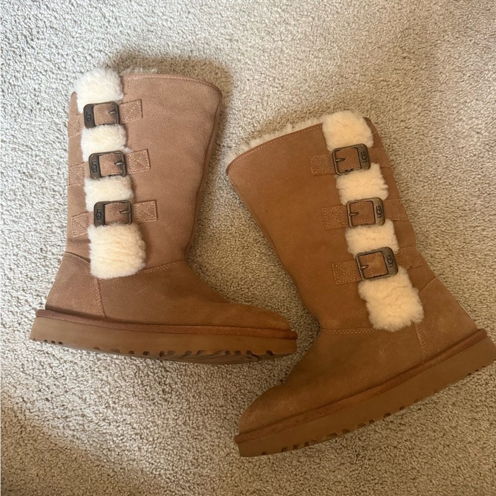 UGG Chestnut Shearling Buckle Boots